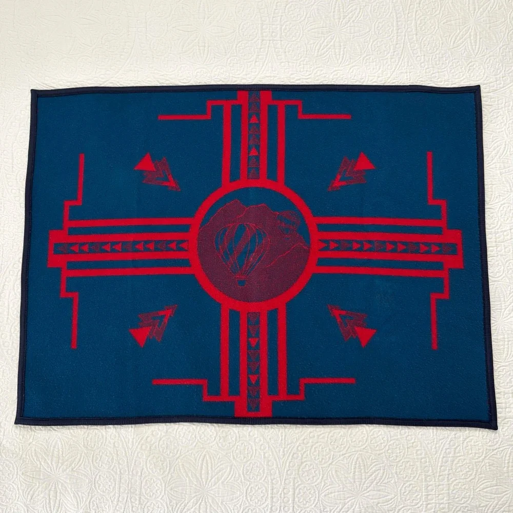 RARE Pendleton Made in USA Wool Hot Air Balloon Blanket, Red / Blue (32